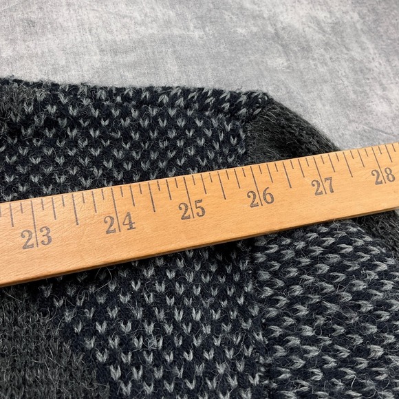 Vintage City Streets Cardigan Mens Large Black Geometric Grandpa Acrylic Wool - Picture 9 of 12